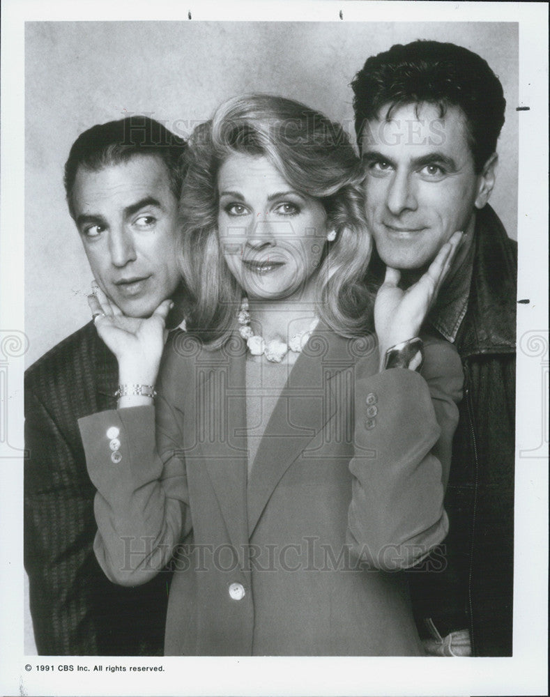 1991 Press Photo Candice Bergen, Jay Thomas and Robin Thomas in Murphy Brown - Historic Images