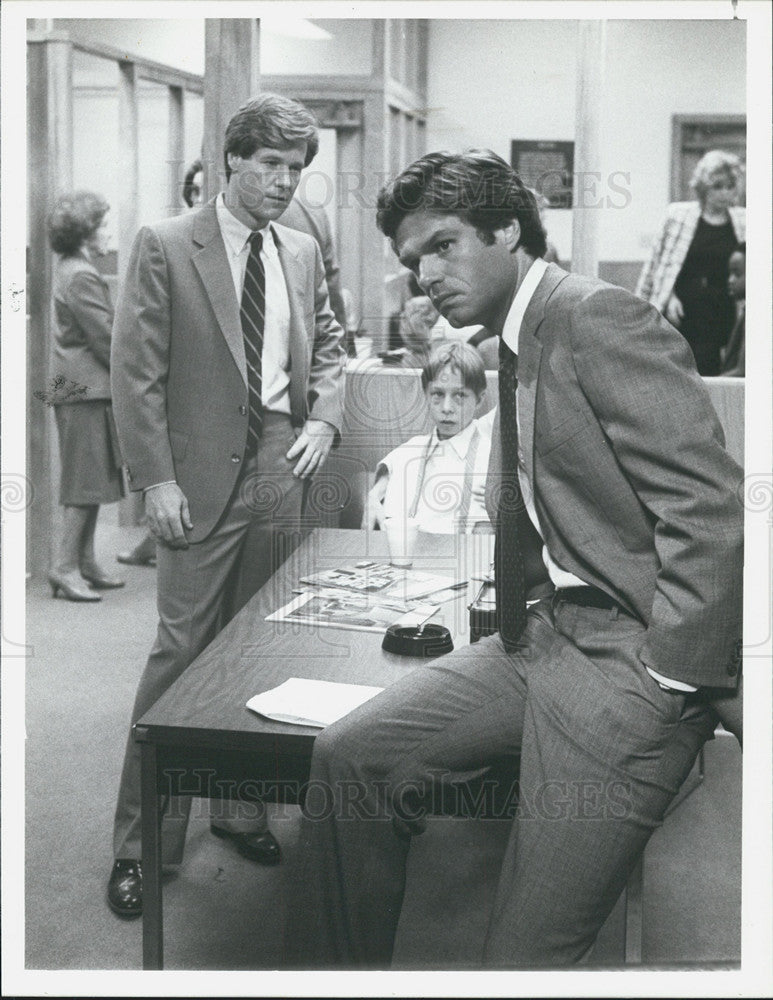 1987 Press Photo Harry Hamlin Michael Horton Patrick Stehr On NBC Show L.A. Law - Historic Images