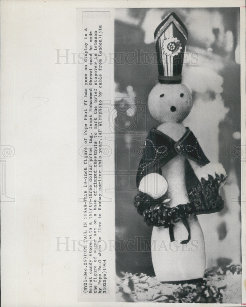 1964 Press Photo Sugar figurine in honor of Pope Paul VI - Historic Images