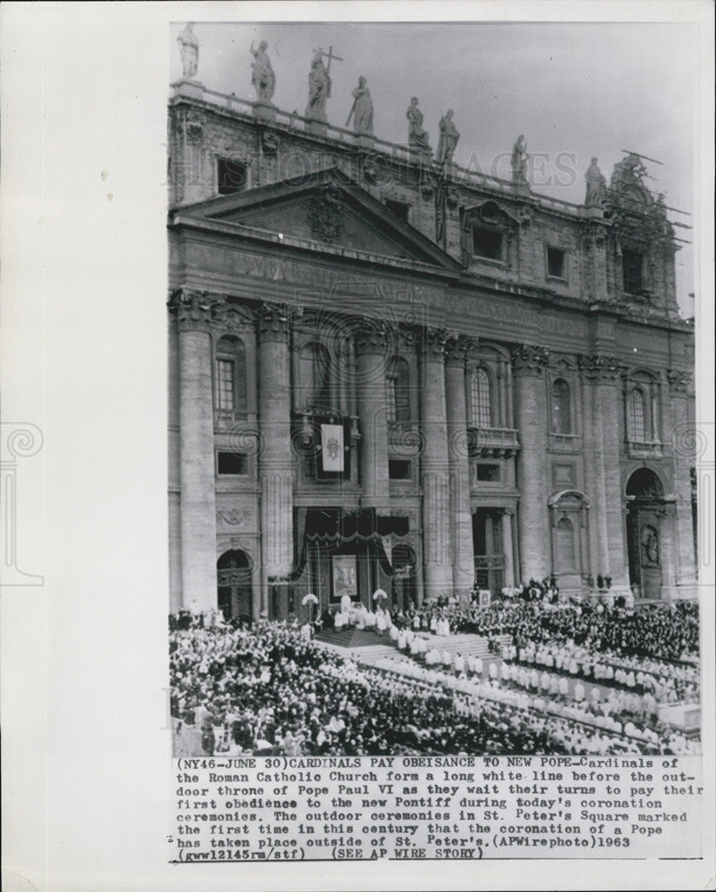 1963 Press Photo Roman Catholic Cardinals, Pope Paul VI Coronation Ceremonies - Historic Images