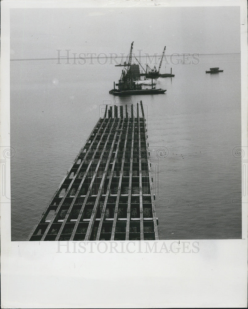 1987 Press Photo Howard Frankland Bridge Construction - Historic Images