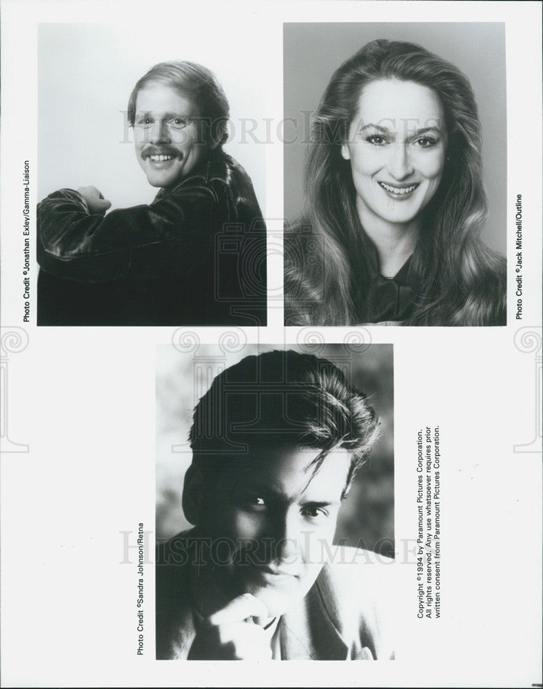 1994 Press Photo Actors Ron Howard Meryl Streep Charlie Sheen Portraits - Historic Images