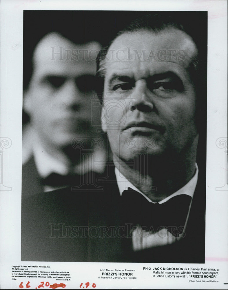 1985 Press Photo Jack Nicholson Television Film Actor Prizzi&#39;s Honor - Historic Images