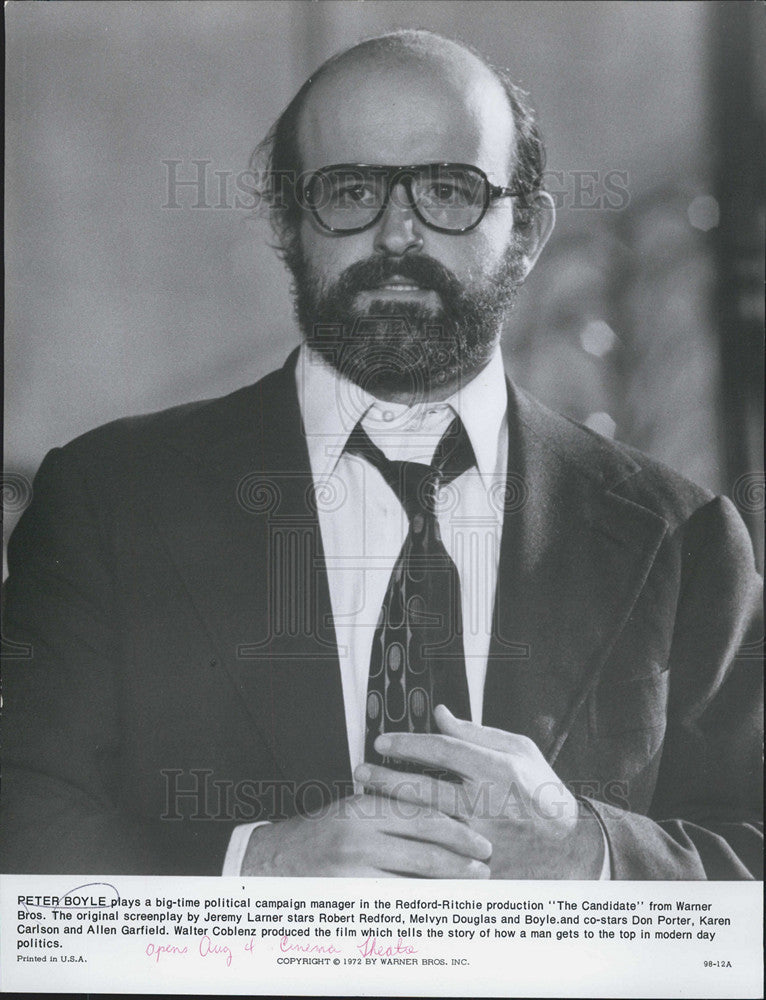 1972 Press Photo Peter Boyle Actor The Candidate - Historic Images