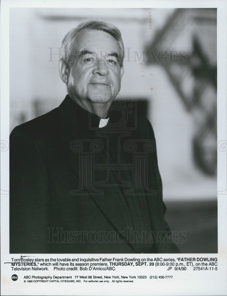 1990 Press Photo Tom Bosley stars in &quot;Father Dowling Mysteries&quot; - Historic Images