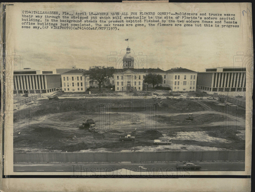 1973 Press Photo Getting ready to build the new Capitol Building in Tallahassee - Historic Images