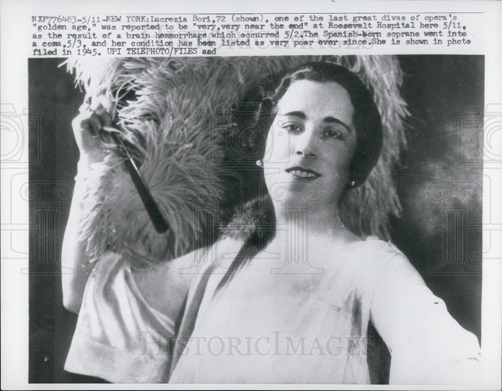 1945 Press Photo Lucrzia Bori Great Diva of the Opera - Historic Images