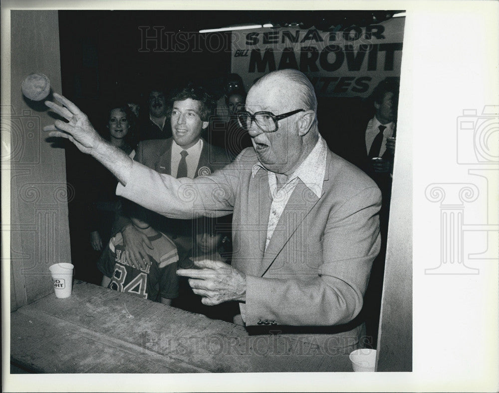 1984 Press Photo Jack Brickhouse former Cubs announcer - Historic Images