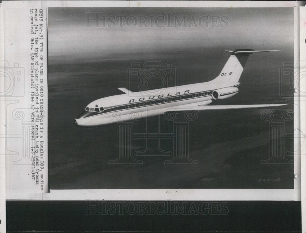 1967 Press Photo Douglas DC9 medium range jet - Historic Images