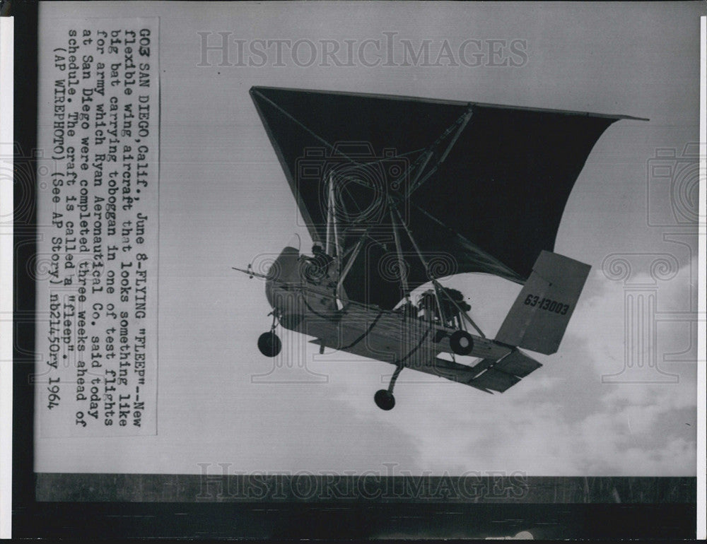 1964 Press Photo New flexible winged aircraft from Ryan Aeronautical - Historic Images