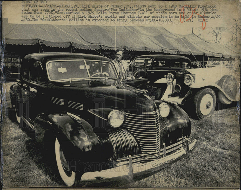 1972 Press Photo  Classic Cars to be Auctioned off. - Historic Images