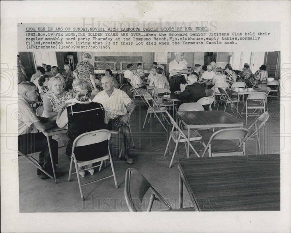 1965 Press Photo Broward Senior Citizens Club, Pompano Beach, Florida - Historic Images