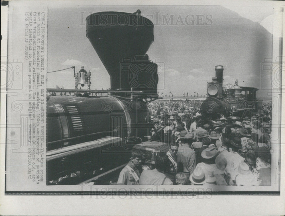 1969 Press Photo 100th Anniversary of Nation&#39;s 1st Transcontinental Rail Road - Historic Images