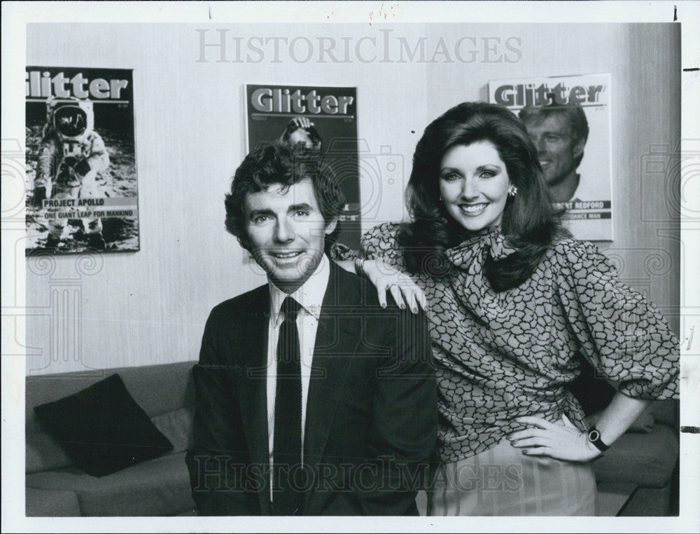 1984 Press Photo Glitter Produced Aaron Spelling With Stars Morgan And David - Historic Images