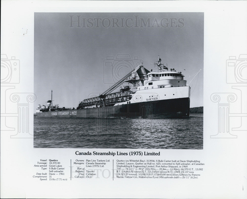 1975 Press Photo canada Steamship Lines ship - Historic Images