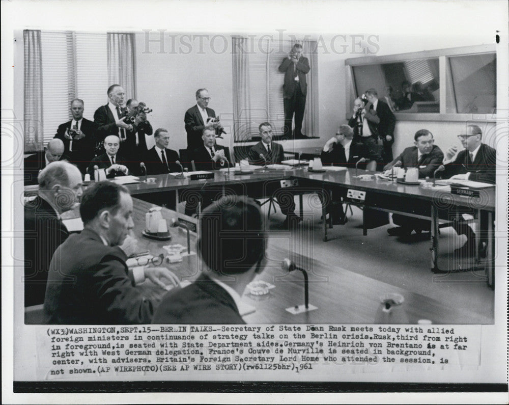 1961 Press Photo Secy State Dean Rusk Meets Allied Foreign Ministers On Berlin - Historic Images