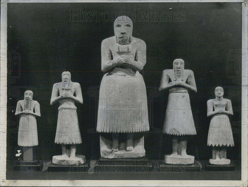 1935 Press Photo 5000 Yr Old Sumerian Statues At Oriental Institute At Chgo Univ - Historic Images