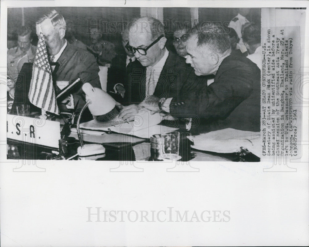 1961 Press Photo U.S. Secretary of State, Dean Risk - Historic Images