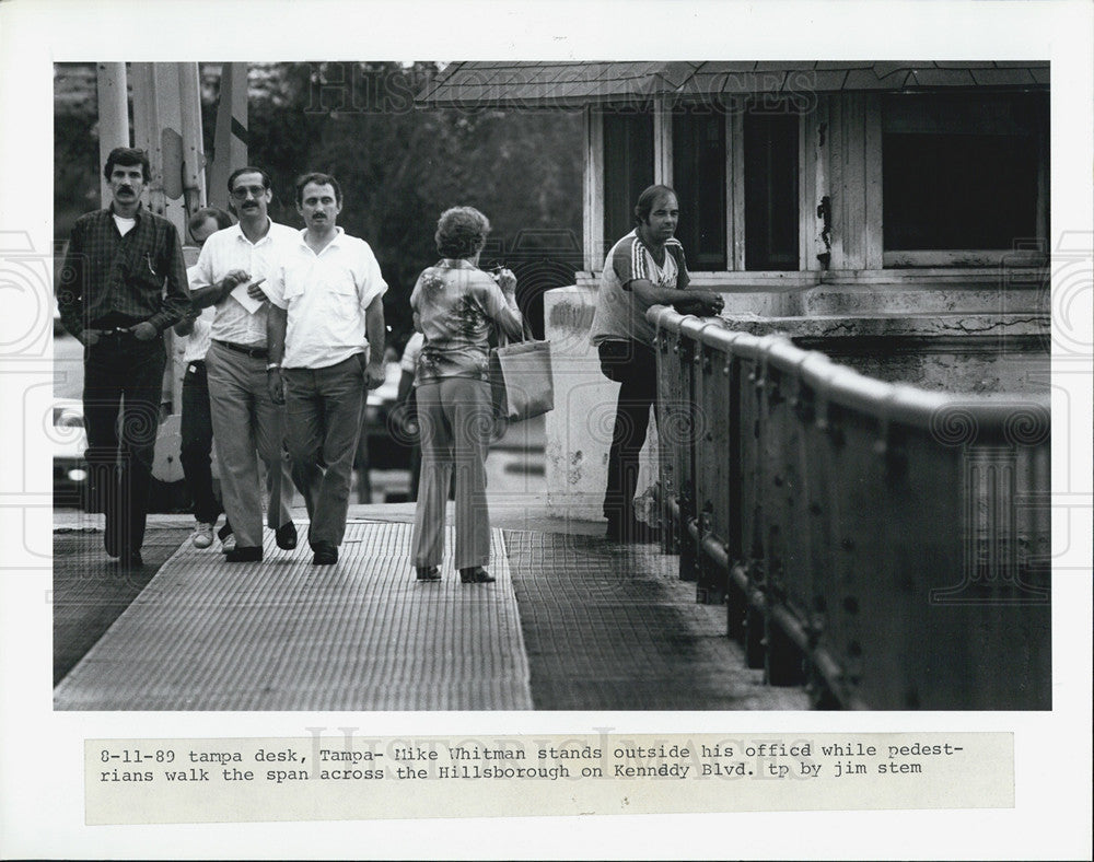 1989 Press Photo Mike Whitman Kennedy Boulevard Bridge - Historic Images