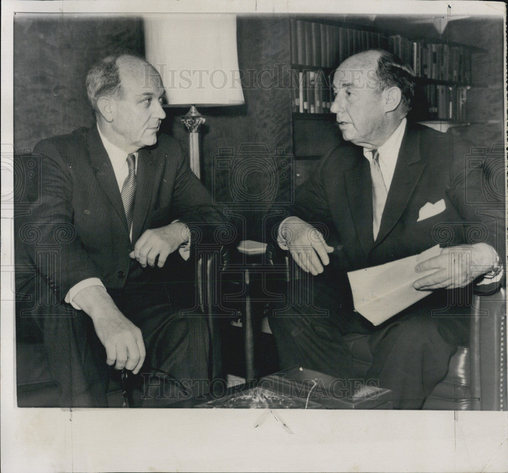 1961 Press Photo Secretary Of State Dean Rusk Adlai Stevenson U.S. Ambassador - Historic Images