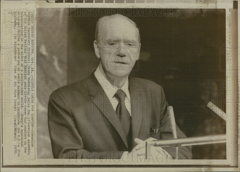 1970 Press Photo Mitchell Sharp, Canadian Foreign Secretary - Historic Images