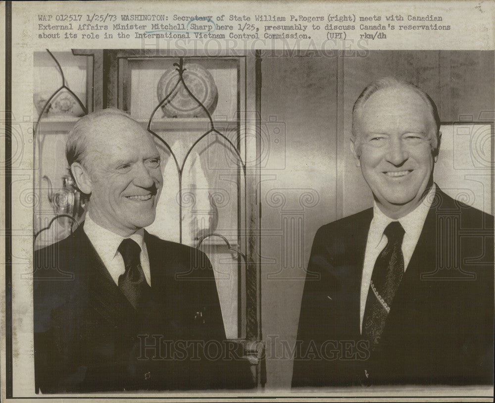 1973 Press Photo Secretary of State William Rogers meets Mitchell Sharp, Externa - Historic Images