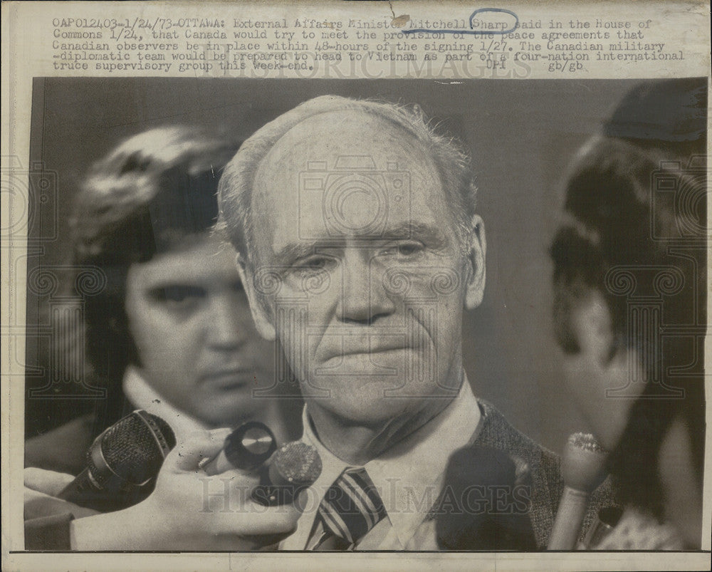 1973 Press Photo External Affairs Minister, Mitchell Sharp - Historic Images