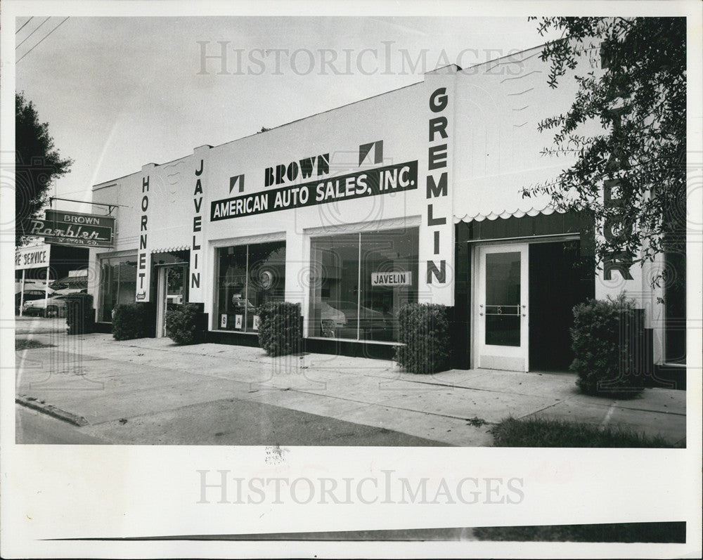 Brown American Auto sales Inc 1972 Vintage Press Photo Print Historic
