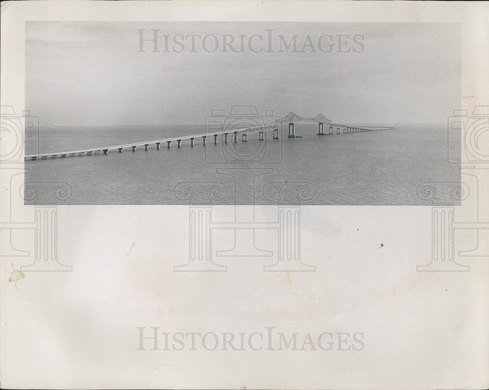 1965 Press Photo Bridge on Sunshine Skyway, Pinellas County, FL - Historic Images