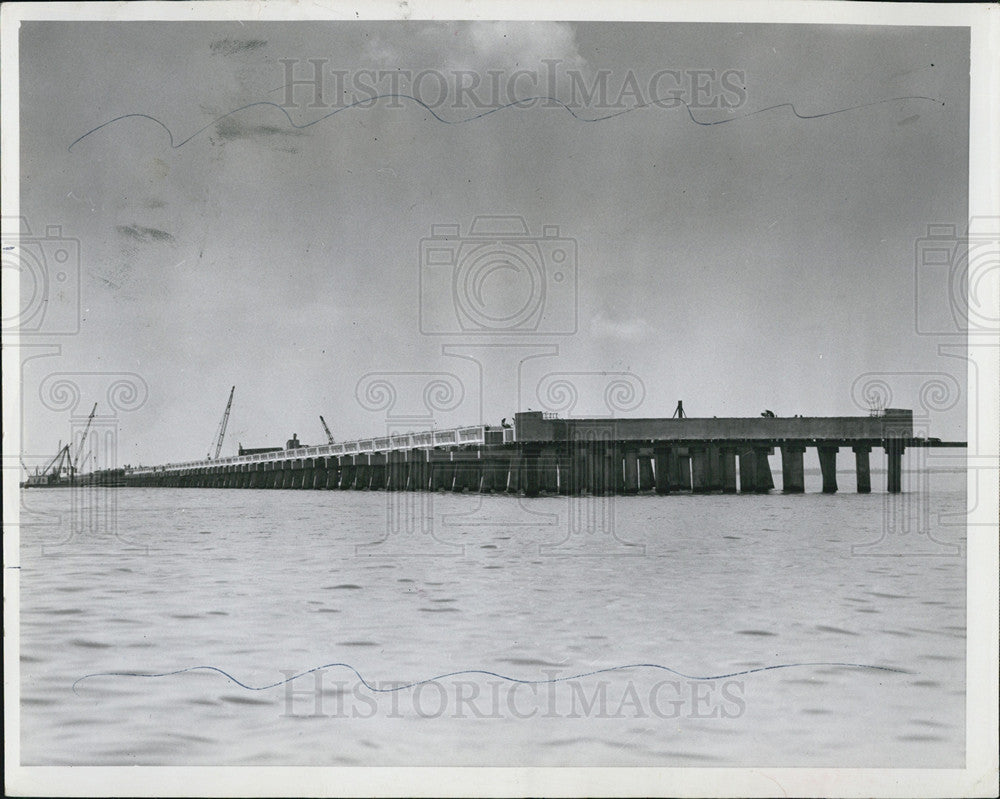 1958 Press Photo Howard Frankland Bridge Construction In Florida - Historic Images