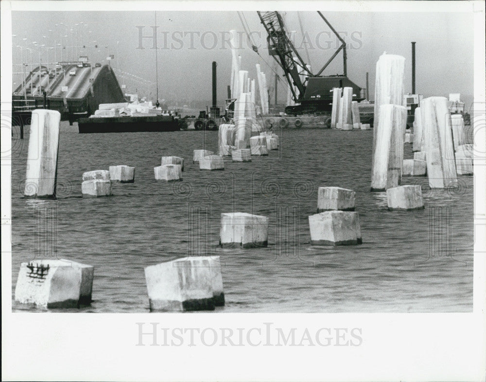 1988 Press Photo Howard Franklin bridge construction in Fla. - Historic Images