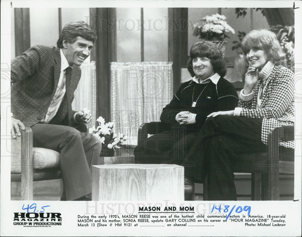 1984 Press Photo Sonia &amp; Mason Reese&amp; host Gary Collins &quot;Hour Magazine&quot; - Historic Images