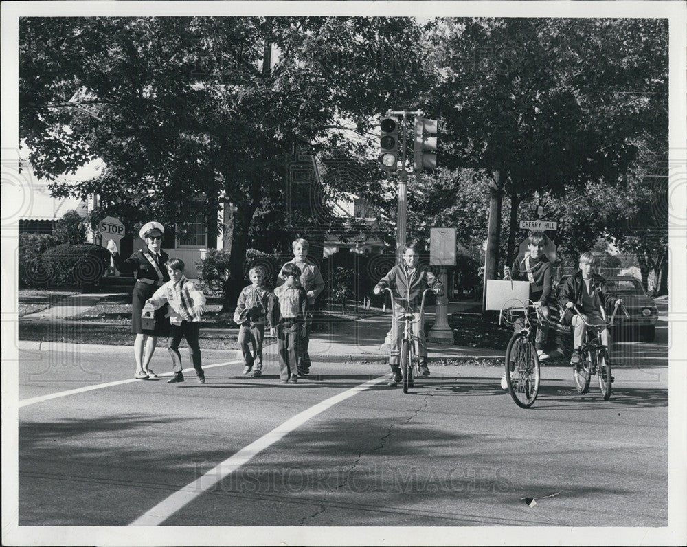 1993 Press Photo Crossing guard for Cherry Hill School - Historic Images