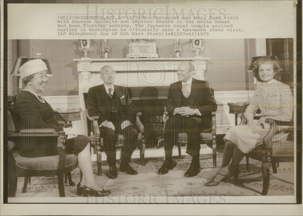 1975 Press Photo Pres And Mrs Ford With Emperor Hirohito And Empress Nagako - Historic Images