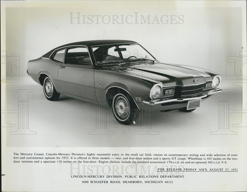 1971 Press Photo Mercury Comet 2 Door Sporty GT Coupe COPY - Historic Images