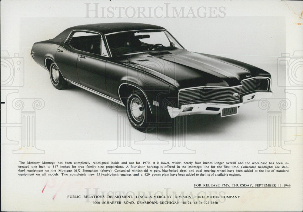 1969 Press Photo The Mercury Montego Car - Historic Images