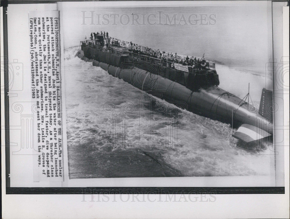 1963 Press Photo The nuclear powered attack submarine Jack - Historic Images