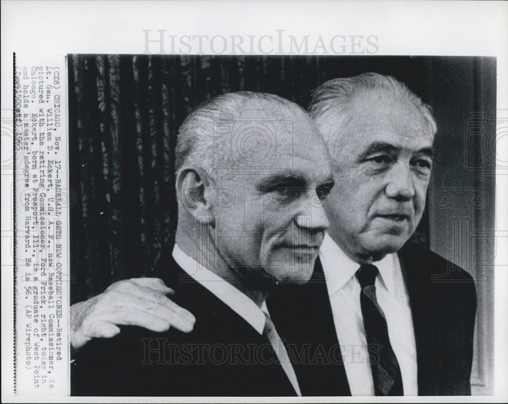1965 Press Photo New Baseball Commissioner Retired Lt. Gen. William Eckert - Historic Images