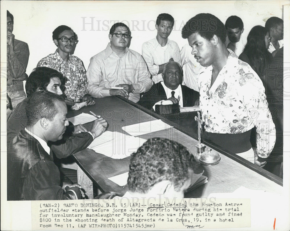 Press Photo Houston Astro outfielder before judge for manslaughter - Historic Images