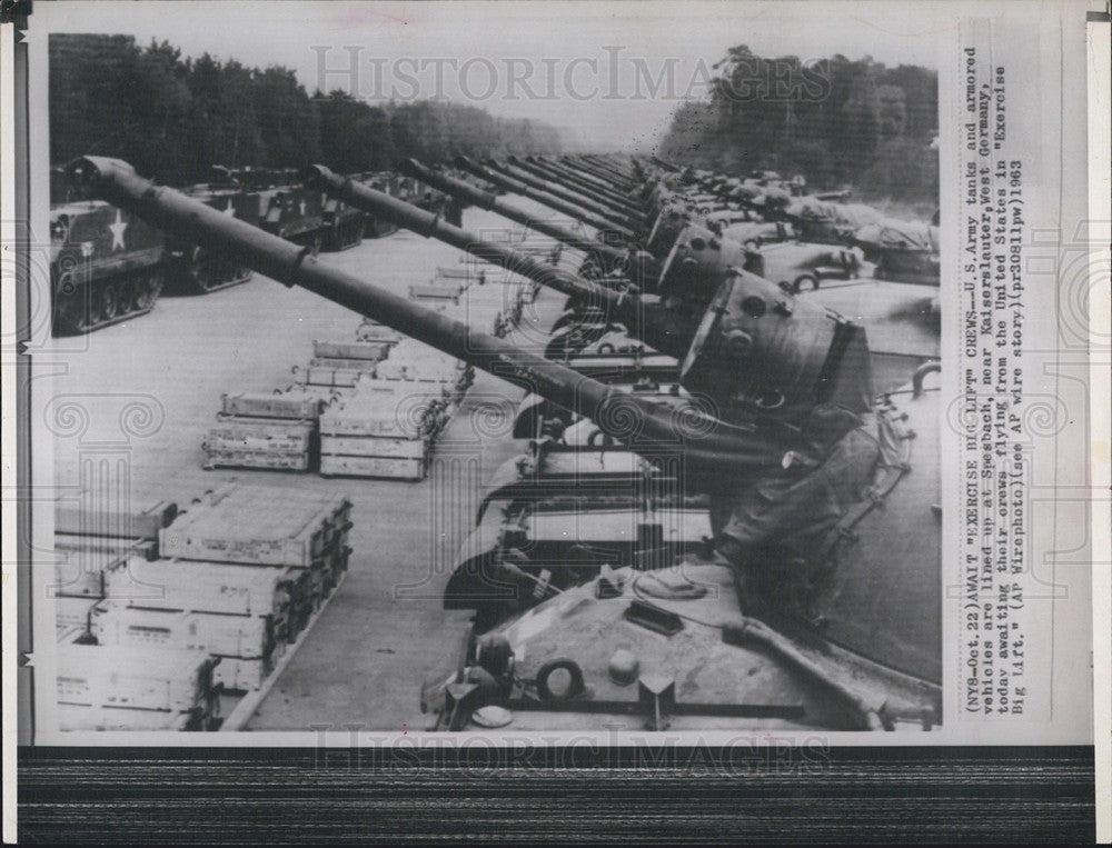 1963 Press Photo US Army Tanks, Spesbach, Kaiserslauter, West Germany - Historic Images