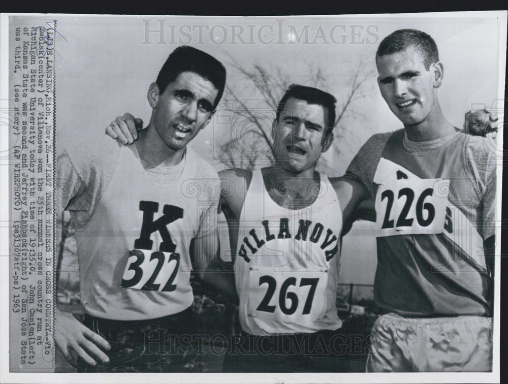 1963 Press Photo Cross country runners V Zwolak,J Camien,J Fishback - Historic Images