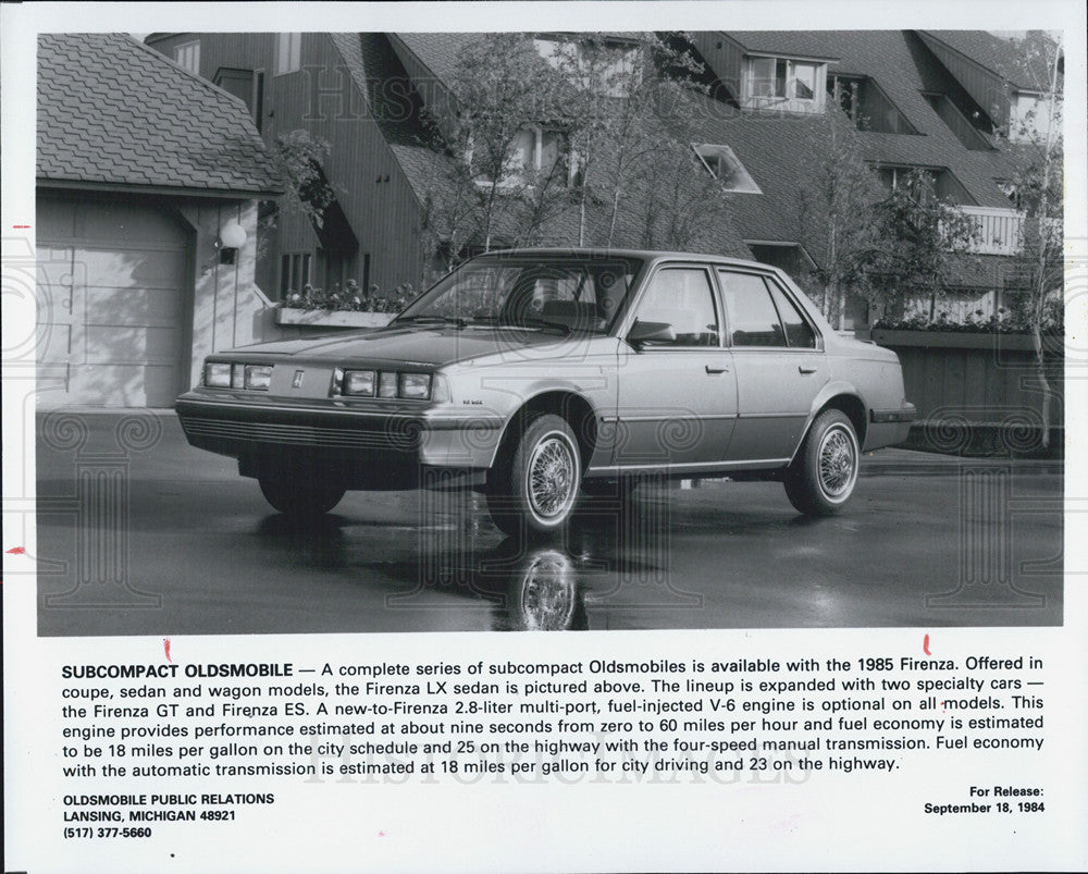 1985 Press Photo Oldsmobile Firenza LX sedan - Historic Images