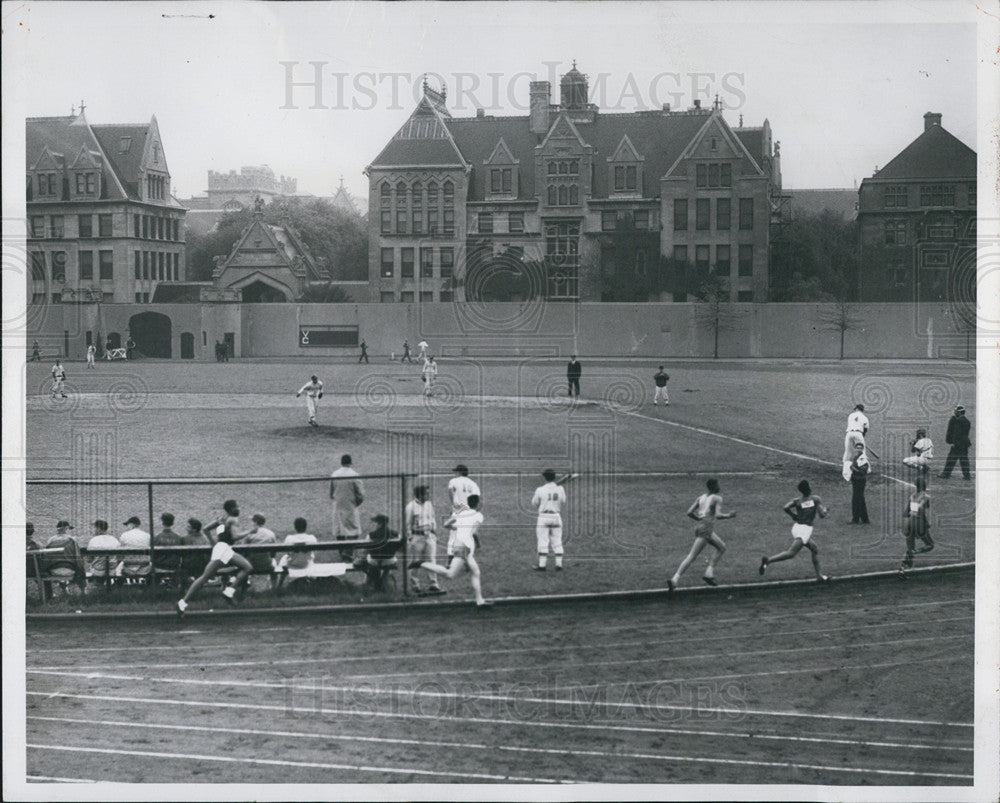 1955 Press Photo High school ballgame in Stagg Field Chicago - Historic Images