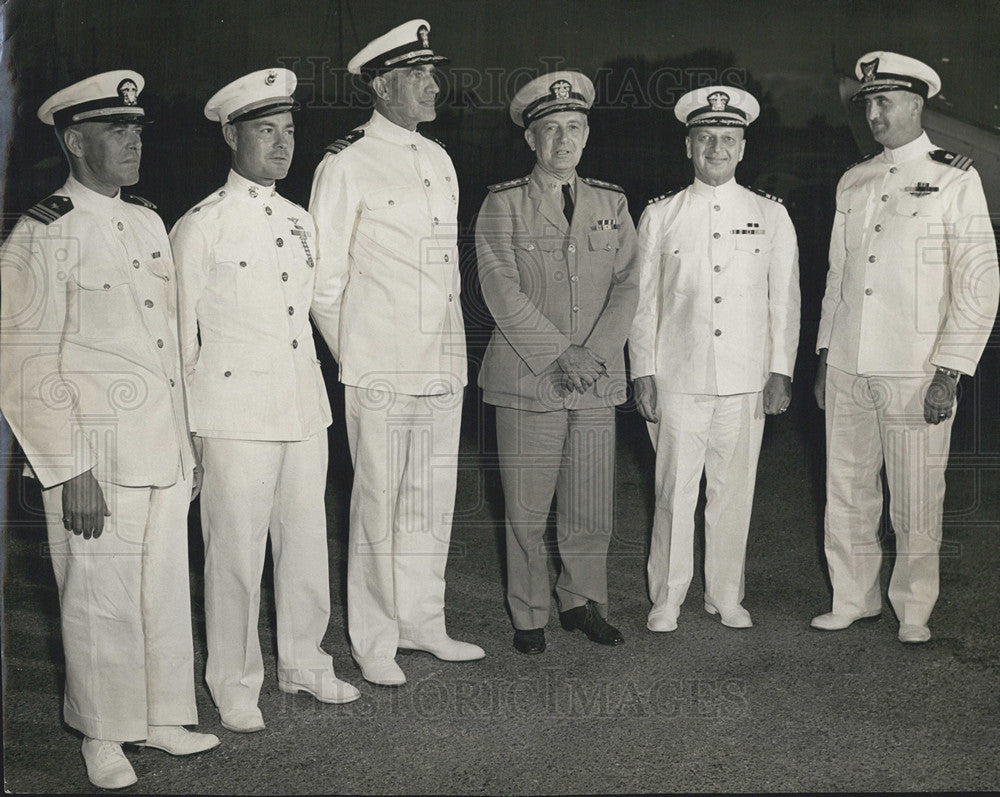 Press Photo Lt. Col. C. C. Coffman, Comdr. F. Fraucke, Admiral J. Kauffman - Historic Images