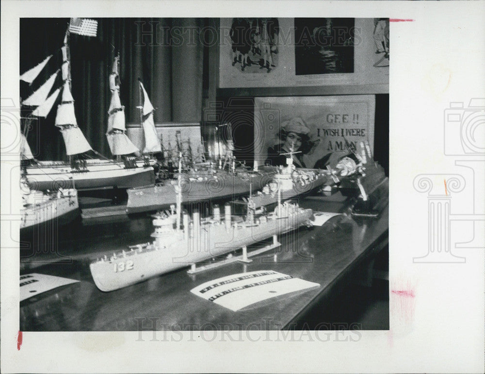 1973 Press Photo Naval ship models - Historic Images