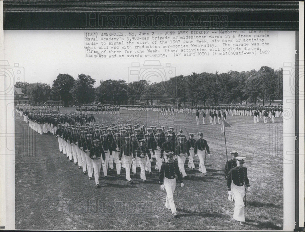 1967 Press Photo Members of the U.S. Naval Academy - Historic Images