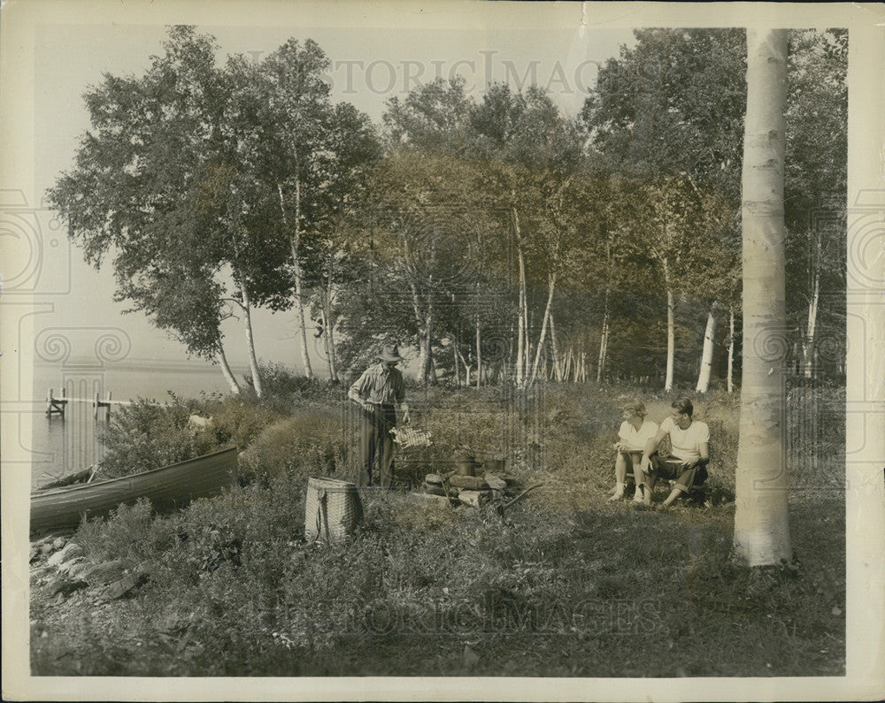 Press Photo Maine Fishing Canoeing - Historic Images