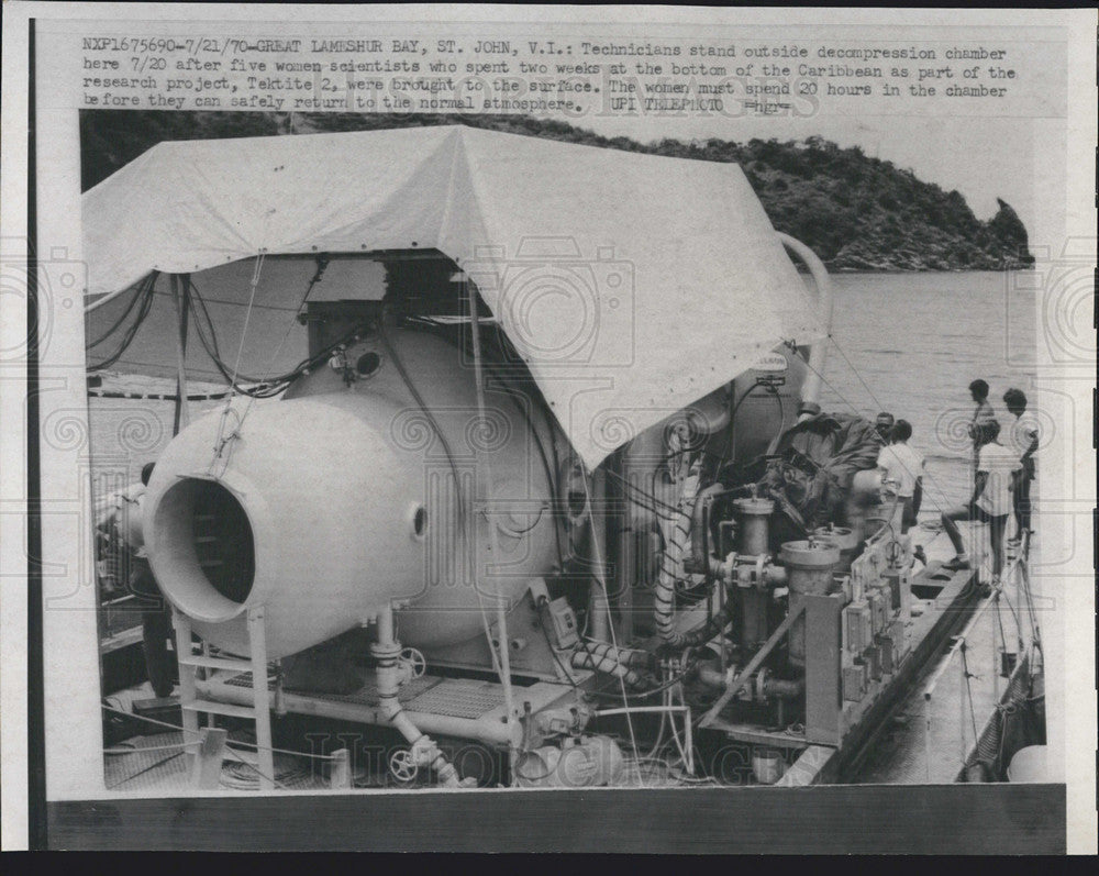 1970 Press Photo Decompression Chamber Caribbean - Historic Images