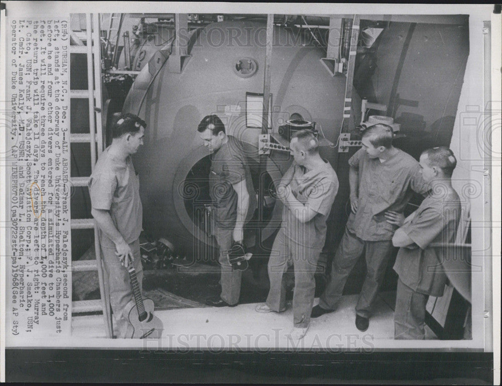 1968 Press Photo Navy Experiment Chamber Duke University Hyperbaric - Historic Images