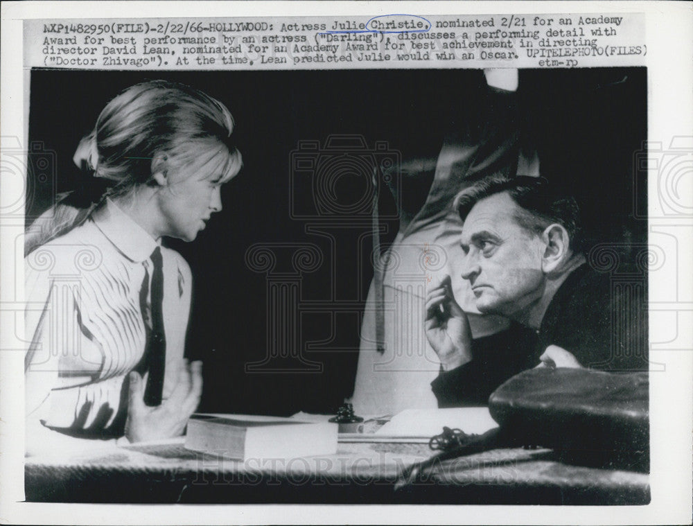 1966 Press Photo Actress Julie Christie and director David Lean &quot;Darling&quot; - Historic Images